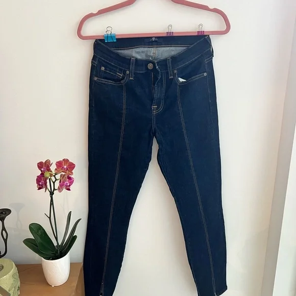 7 For All Mankind Dark Indigo Skinny Jeans - Picture 3 of 5